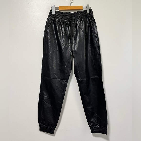 ZARA Faux Leather Jogger Pants Black Size S High Rise Tapered Fit - Picture 2 of 11